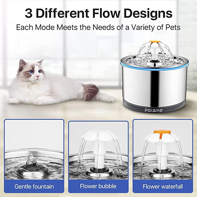 Cat Water Fountain Stainless Steel, 84oz/2.5L