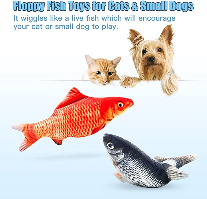 TOOGE 2 Pack 11" Electric Moving Fish Cat Toys