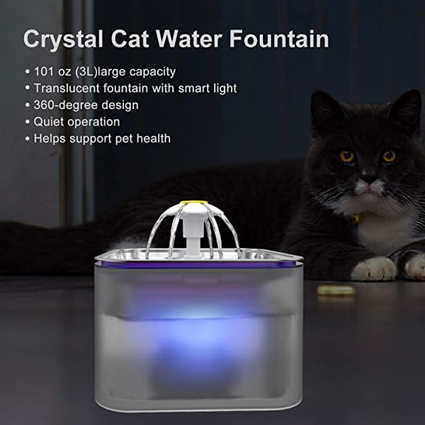 Crystal Cat Water Fountain Stainless Steel  meowtreatyourcat