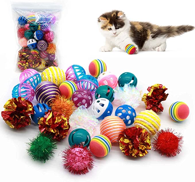 LASOCUHOO Cat Toys, Kitten Cat Ball Toys Assortments