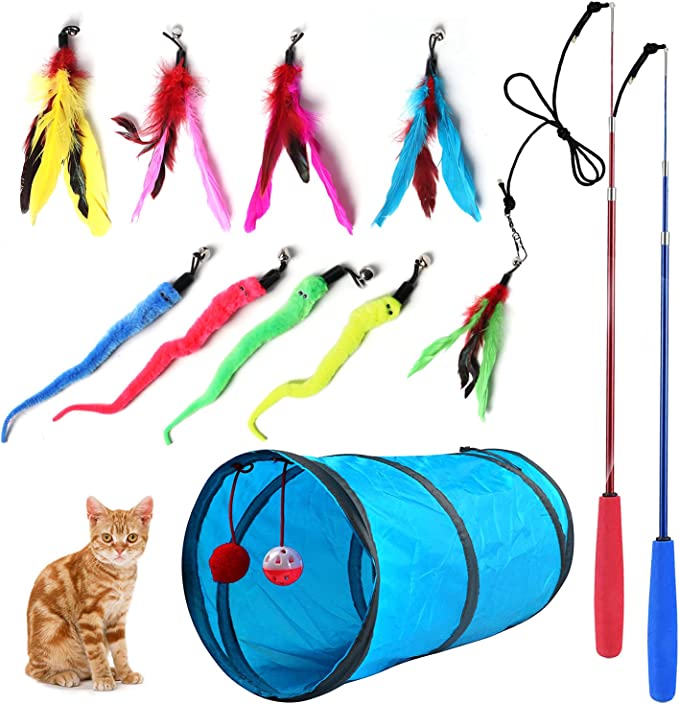 Interactive Cat Toys for Indoor Cats,Retractable Cat Toy Wand