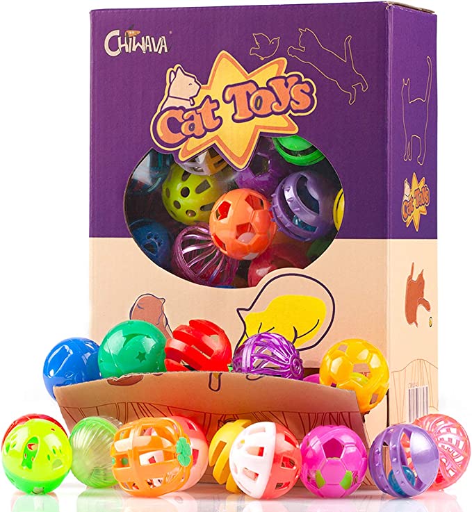 Chiwava 48 Pack Plastic Noisy Cat Toy Balls