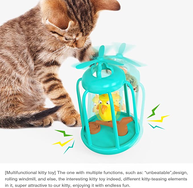 Automatic Windmill Tumbler Bird Cat Toy