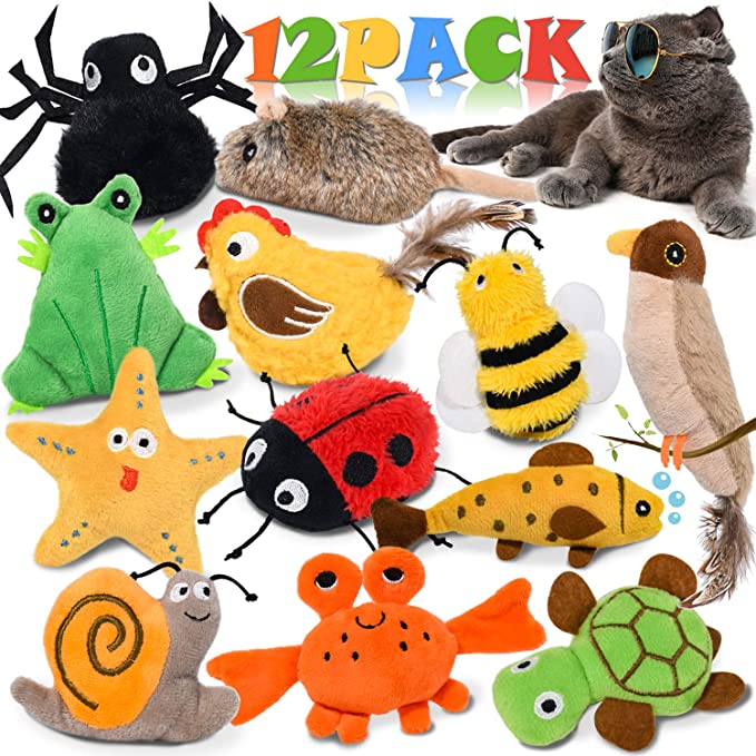 Catnip Toys for Indoor Cats, 12 Pack Crinkle Interactive Cat Toy