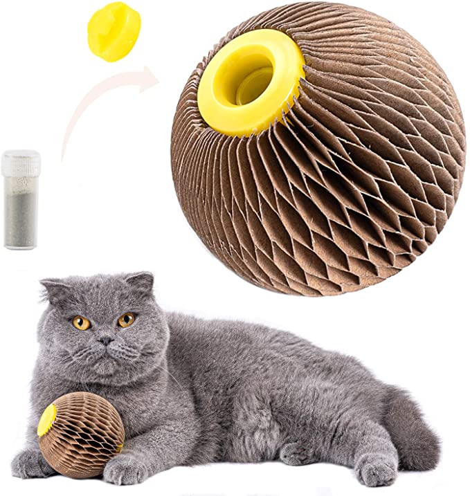 AREIIA Catnip Ball Toy for Cats Catnip Refillable Scratcher Ball