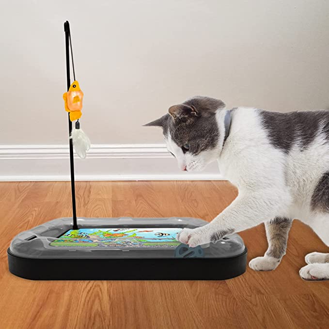 LovinPup Cat Scratching Catnip Toy with Fish Aquarium Design Scratching Board