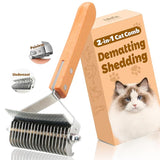 FelineFun 2 in 1 Cat Brush for Dematting & Deshedding