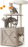 Feandrea WoodyWonders Cat Tree with Litter Box Enclosure, 2-in-1 Modern Cat Tower for Indoor Cats