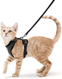 rabbitgoo Cat Harness and Leash for Walking, Escape Proof Soft Adjustable Vest Harnesses for Cats, Easy Control Breathable Reflective Strips Jacket, Black, XS