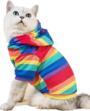 QWINEE Rainbow Colorful Cat Hoodie Sweatshirt