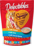 Hartz Delectables Squeeze Up Interactive Lickable Wet Cat Treats for Adult & Senior Cats, Tuna & Shrimp, 24 Count, 12 ounces