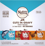 NUTRO Grain Free Natural Wet Cat Food Cuts in Gravy Beef Recipe, Tuna Recipe, and Chicken Recipe Variety Pack, (24) 2.64 oz.