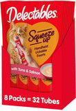 Hartz Delectables Squeeze Up Interactive Lickable Wet Cat Treats for Adult & Senior Cats, Tuna & Salmon, 4 Count(Pack of 8)