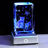 Cat Gifts for Cat Lovers Crystal 3D Cats with Butterfly Figurine Cat Themed Gifts