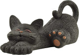 Whimsical Black Cat Lounging Figurine Cute Collectible