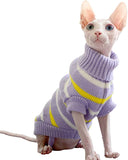 Bonaweite Hairless Cats Stripe Vest Turtleneck Sweater