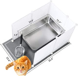 MEEXPAWS Extra Large Giant Stainless Steel Litter Box