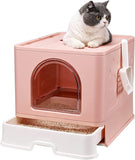 Foldable Cat Litter Box with Lid Large Kitty Litter Box