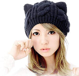 Amberetech Cute Woollike Knitted CAT Kitty Ears Women Lady Girl Headgear Crochet Hats