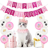 15 Pcs Cat Birthday Party Supplies Pink Kitten Cat