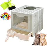 Hamiledyi Large Foldable Cat Litter Box Pan with Drawer