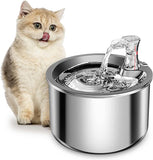 Homtyler Cat Water Fountain, Stainless Steel