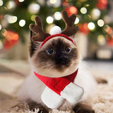 Christmas Reindeer Antlers with Scarf for Cat