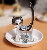 PUDDING CABIN Long Tail Cat Ring Holder Dish