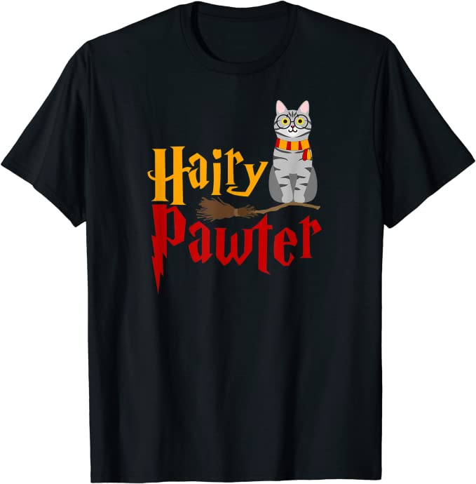 FUNNY Pun Hairy Pawter T-Shirt Wizard Gift for Cat Lovers