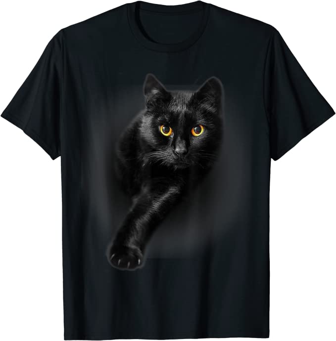 Black Cat Yellow Eyes T-Shirt Cats Tee Shirt Gifts